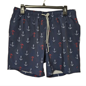 Rainforest Navy ⚓️ Anchor Swim Trunks Men's Size Medium NWT